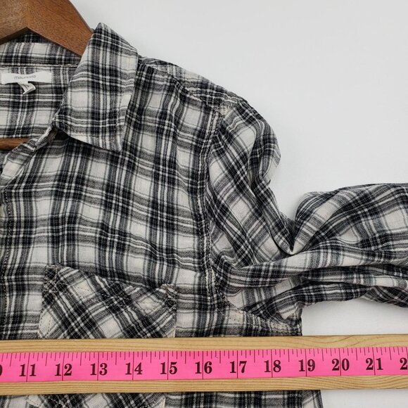 Maurices Long Sleeve Button Up Plaid Flannel Shirt Size M Ombre Bleach Dipped - Picture 12 of 14